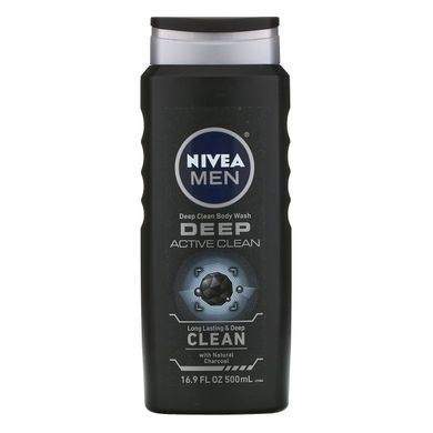 Для чоловіків, глибока чистка тіла, глибока активна чистка, Men, Deep Clean Body Wash, Deep Active Clean, Nivea, 500 мл