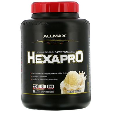 6-протеїнових суміш Ultra-Premium, французька ваніль, Hexapro, Ultra-Premium 6-Protein Blend, French Vanilla, ALLMAX Nutrition, 2,27 кг