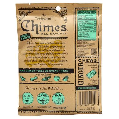 Имбирные жевательные конфеты с мятой, Ginger Chews, Chimes, 141,8 г купить в Киеве и Украине