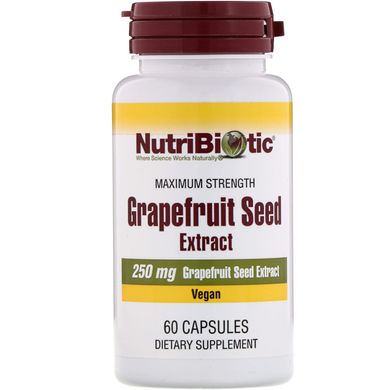 Екстракт насіння грейпфрута, NutriBiotic, 250 мг, 60 капсул