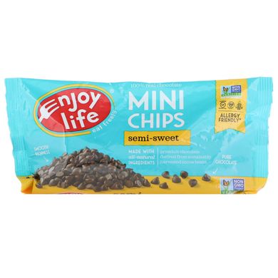 Міні-краплі, напівгіркий шоколад, Enjoy Life Foods, 283 г