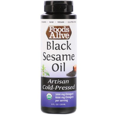 Артизан холодного віджиму олія чорного кунжуту Foods Alive (Artisan Cold-Pressed Black Sesame Oil) 236 мл