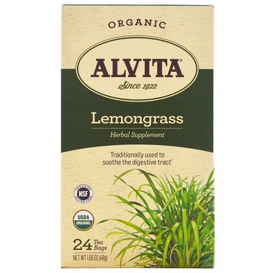 Organic, чай з лимонним сорго, без кофеїну, Alvita Teas, 24 чайних пакетика по 1,69 унції (48 г) кожен