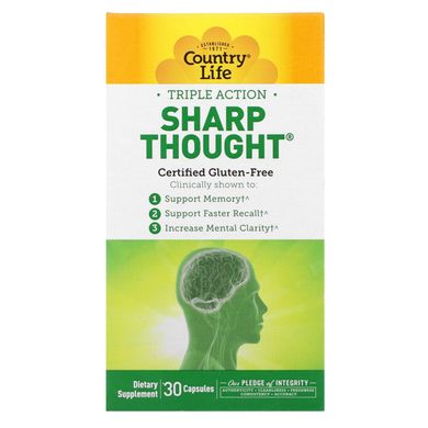 Вітаміни для пам'яті, SharpThought, Country Life, 30 капсул