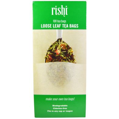 Розсипний чайний пакетик, Loose Leaf Tea Filter Bags, Rishi Tea, 100 пакетиків