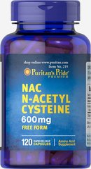 N-ацетилцистеин (NAC), N-Acetyl Cysteine (NAC), Puritan's Pride, 600 мг, 120 капсул купить в Киеве и Украине