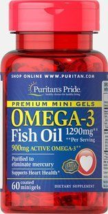 Омега-3 рыбий жир, Omega-3 Fish Oil(Active Omega-3), Puritan's Pride, 645 мг, 60 капсул купить в Киеве и Украине