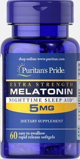 Мелатонин Экстра Сила Puritan's Pride (Extra Strength Melatonin) 5 мг 60 капсул купить в Киеве и Украине