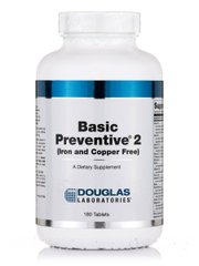 Мультивітаміни без заліза та міді Douglas Laboratories (Basic Preventive 2 Iron and Copper Free) 180 таблеток