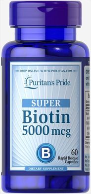 Біотин і Кальцій Puritan's Pride (Biotin with Calcium) 5000 мкг / 222 мг 60 капсул