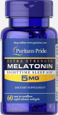 Мелатонін Екстра Сила Puritan's Pride (Extra Strength Melatonin) 5 мг 60 капсул