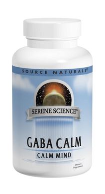 ГАМК (Гамма-аміномасляна кислота), GABA, Serene Science, Source Naturals, 60 таблеток для розсмоктування