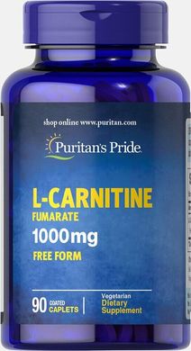 Амінокислота L-карнітин фумарат, L-Carnitine Fumarate, Puritan's Pride, 1000 мг, 90 таблеток