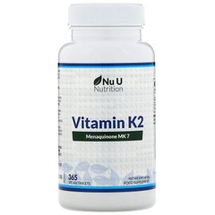Вітамін K2, Nu U Nutrition, 365 рослинних таблеток