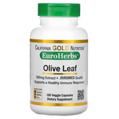 Экстракт оливкового листья California Gold Nutrition (Olive Leaf Extract) 500 мг 180 капсул купить в Киеве и Украине