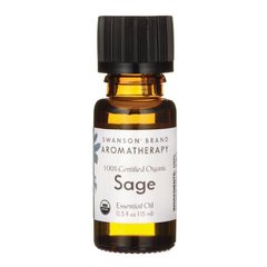Сертифіковане органічне ефірна олія шавлії, Certified Organic Sage Essential Oil, Swanson, 15 мл