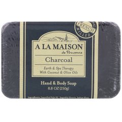 Кусоковое мило для рук і тіла, вугілля, A La Maison de Provence, 8,8 унц (250 г)