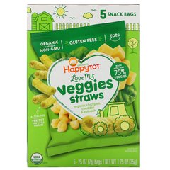 Соломка з нуту органік сир чеддер і шпинат Happy Family Organics (Chickpea Straws Snack) 5 пакетів по 7 г