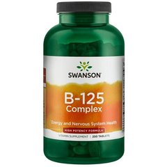 Комплекс витаминов B-125 - высокая эффективность, Vitamin B-125 Complex - High Potency, Swanson, 250 таблеток купить в Киеве и Украине