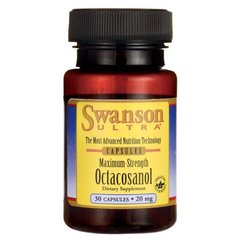 Октакозанол з максимальною міцністю, Maximum-Strength Octacosanol, Swanson, 20 мг 30 капсул