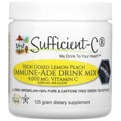Достатньо C, Суміш для напоїв з високою дозою імунітету, лимон та персик, 4000 мг, 125 г