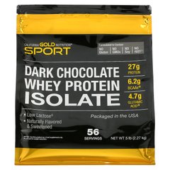 Изолят сывороточного протеина темный шоколад California Gold Nutrition (100% Whey Protein Isolate Dark Chocolate) 2,23 кг купить в Киеве и Украине