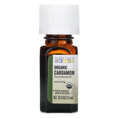 Чиста ефірна олія, органічний кардамон, Aura Cacia, 0,25 унції (7,4 мл)