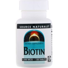 Біотин Source Naturals (Biotin) 5000 мкг 120 таблеток