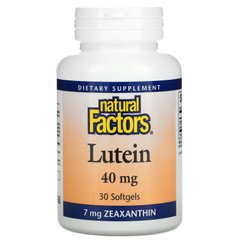 Natural Factors, Лютеїн, 40 мг, 30 м'яких пігулок