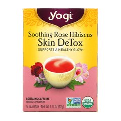 Skin DeTox, заспокійлива троянда і гібіскус, Yogi Tea, 16 чайних пакетиків, 112 унц (32 г)