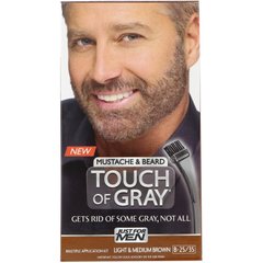 Фарба для вусів і бороди Touch of Gray, світло- і середньо-коричневий B-25/35, Just for Men, 1 набір для багаторазового використання
