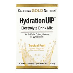Смесь для напитка с электролитами тропические фрукты California Gold Nutrition (HydrationUP Electrolyte Drink Mix Tropical Fruit) 20 пакетиков по 48 г купить в Киеве и Украине