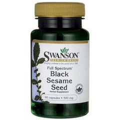 Повне насіння чорного кунжуту, Full Spectrum Black Sesame Seed, Swanson, 500 мг, 60 капсул