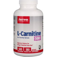 L-карнитин500, Jarrow Formulas, 500 мг, 180 капсул купить в Киеве и Украине