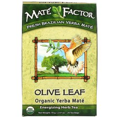 Органический Йерба Мате из оливковых листьев, Olive Leaf Organic Yerba Mate, Mate Factor, 20 чайных пакетиков, 2,47 унции (70 г) купить в Киеве и Украине