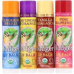 Бальзами для губ Badger Company (Lip Balm Sticks) різних 4 шт по 4.2 г