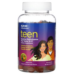 Жувальні мультивітаміни для підлітків, 12-17 років, натуральне фруктове асорті, Milestones, Teen Gummy Multivitamin, For Teens 12-17, Natural Assorted Fruit, GNC, 120 жувальних цукерок