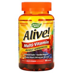 Alive!, мультивитамины, жевательные таблетки для взрослых, фруктовые ароматизаторы, Nature's Way, 90 жевательных таблеток купить в Киеве и Украине
