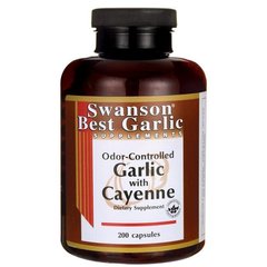 Часник з Кайєн, Garlic with Cayenne, Swanson, 200 капсул