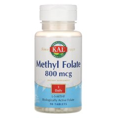 Метілфолат, Methyl Folate, KAL, 800 мкг, 90 таблеток
