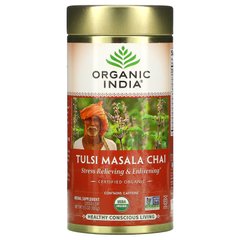 Organic India, чай масалу з тулсі, зняття стресу та пожвавлення, листовий чай, 100 г (3,5 унції)