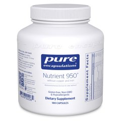 Мультивітаміни та мінерали без міді та заліза Pure Encapsulations (Nutrient 950 w/o Copper and Iron) 180 капсул