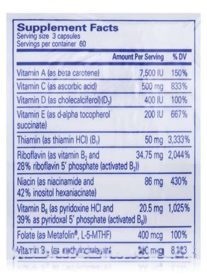 Мультивитамины и минералы без меди и железа Pure Encapsulations (Nutrient 950 w/o Copper and Iron) 180 капсул купить в Киеве и Украине