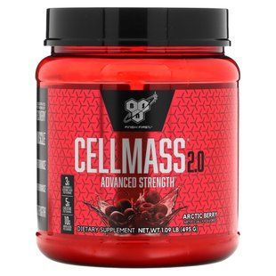 Concentrated recovery supplement for workouts BSN (Cellmass 2.0) 495g with arctic berry flavor.