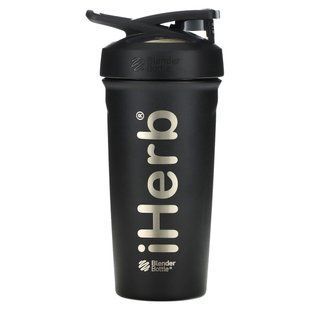 iHerb Goods, Strada, Insulated Stainless Steel Blender Bottle, Black, 24 oz (710 ml)