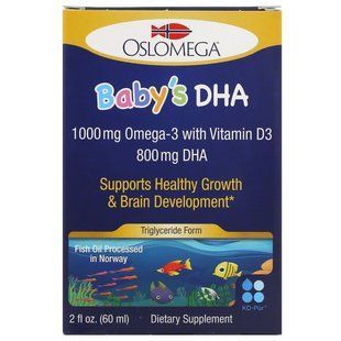DHA норвежского ребенка с витамином D3, Norwegian Baby&rsquo;s DHA with Vitamin D3, Oslomega, 800 мг, 60 мл купить в Киеве и Украине