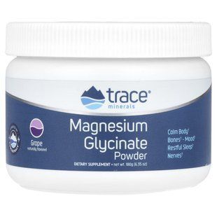 Магний глицинат Trace Minerals (Magnesium Glycinate Powder Grape) вкус виноград порошок 180 г купить в Киеве и Украине