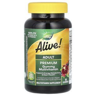 Мультивітаміни для дорослих Nature's Way (Alive! Adult Multivitamin) 90 жувальних таблеток фруктові смаки