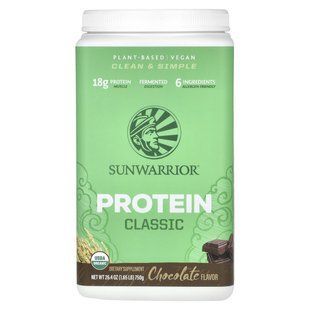 Classic Protein, Organic Plant-Based Chocolate, Sunwarrior, 1.65 lb (750 g)