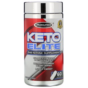 Кето Элит, BHB кетоновая добавка, Keto Elite, BHB Ketone Supplement, Muscletech, 60 капсул купить в Киеве и Украине